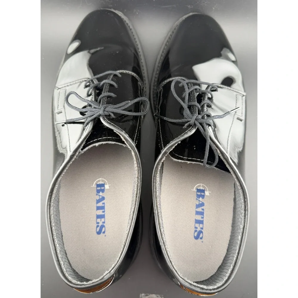 Bates High Gloss Oxford-Dress Shoes, Black, Uniform, Mens Size 12E